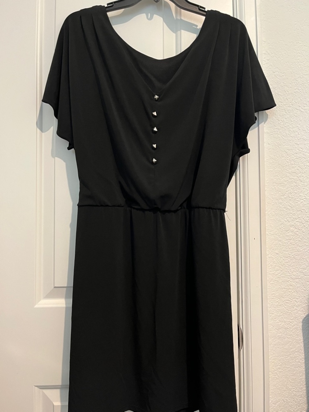 White House Black Market Black Cut Out Buttoned Midi Dress